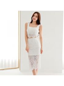 Korea stye Summer Sleeveless Lace top Long skirt Fashion 2 pieces set