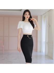 Korea stye Summer Slim Fashion Hip-full skirt 2 pcs set