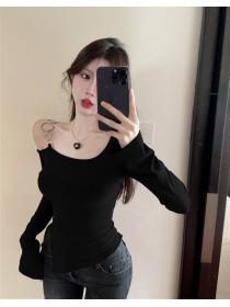 Korea stye Summer Sexy Gray Knitted Top