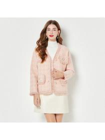 European style Elegant Pink Cardigans for women