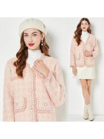 European style Elegant Pink Cardigans for women