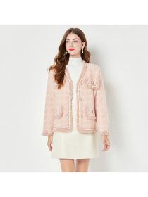 European style Elegant Pink Cardigans for women