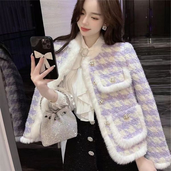 Luxury style Winter fashion Purple Cotton Coat