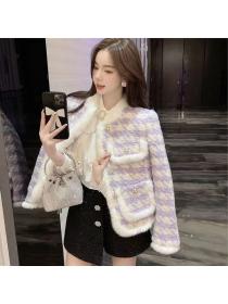 Luxury style Winter fashion Purple Cotton Coat