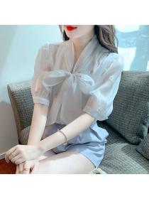 Korean style Summer Embroidery Chiffon top