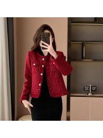 Vintage style Red Tweed Jacket For women