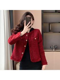 Vintage style Red Tweed Jacket For women