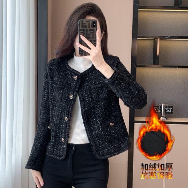 Vintage style Fashion Tweed Jacket Winter warm Cotton coat