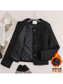 Vintage style Fashion Tweed Jacket Winter warm Cotton coat