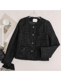 Vintage style Fashion Tweed Jacket Winter warm Cotton coat