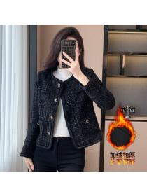 Vintage style Fashion Tweed Jacket Winter warm Cotton coat