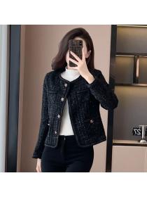 Vintage style Fashion Tweed Jacket Winter warm Cotton coat