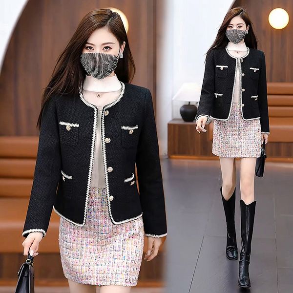 Korean style Luxury Tweed Jacket Winter warm short coat