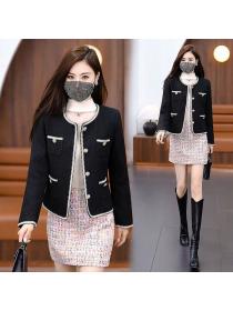 Korean style Luxury Tweed Jacket Winter warm short coat