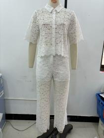 European style Elegant Fashion Lace Short Top+Long pants