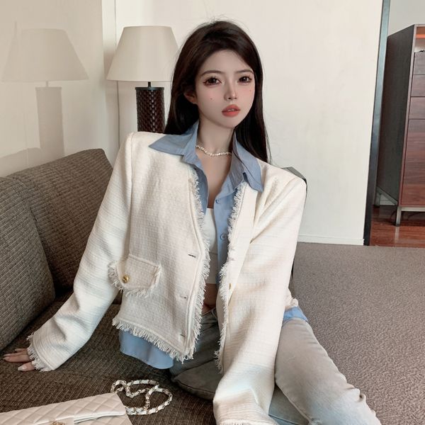 Korean style Polo collar Elegant Tassel Jacket