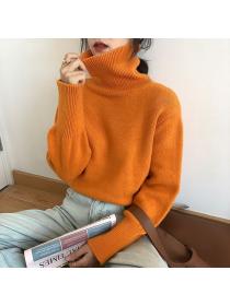 Korean style High collar Matching Pullovers