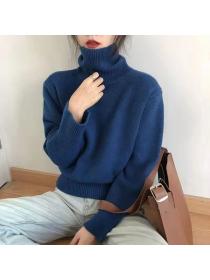 Korean style High collar Matching Pullovers