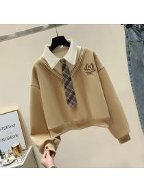 Korean style Polo collar Loose Sweater