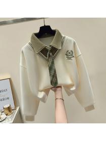 Korean style Polo collar Loose Sweater