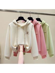 Korean style Loose Solid colro Hoodies