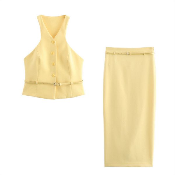 European style Fashion Sleeveless Top+Long skirt