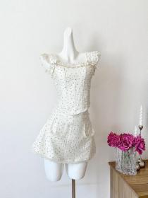 Korean style Slim Corset lace top+Short skirt