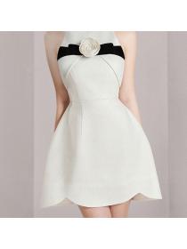 Korean style Round collar Sleeveless Slim dress 