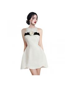 Korean style Round collar Sleeveless Slim dress 