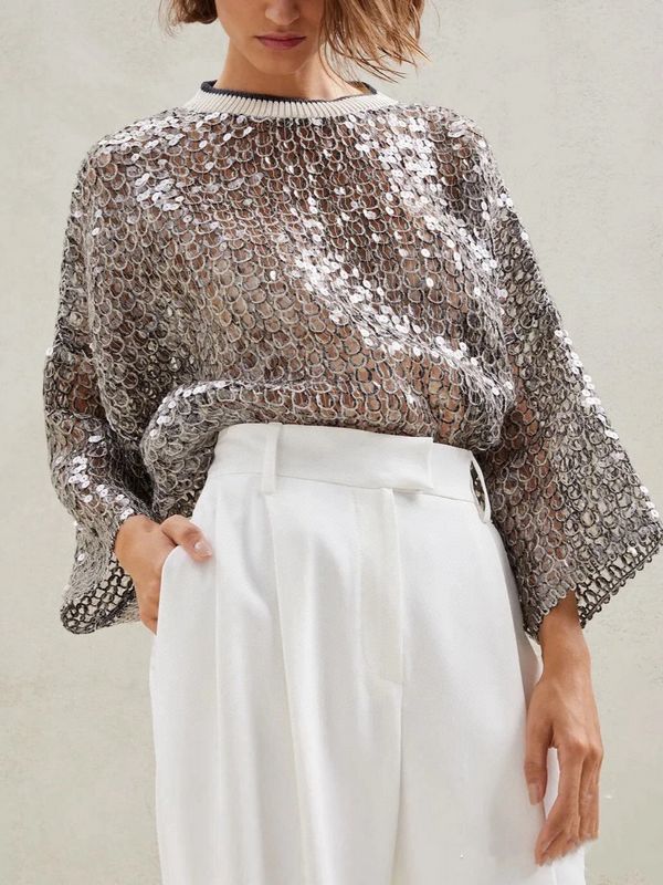 Luxury Loose Sequins Long sleeve top