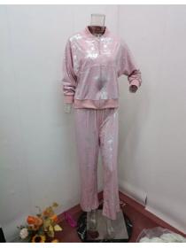 Korean style Casual Fashion Sequins Sweater+Long pants