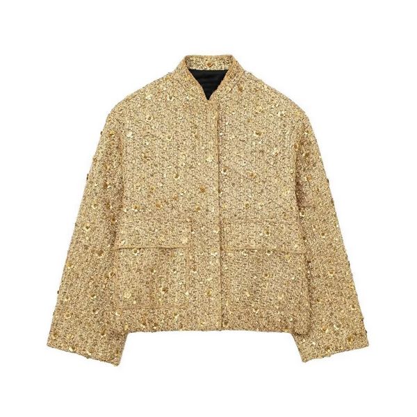 Vintage style Round collar Sequins Coats