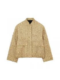 Vintage style Round collar Sequins Coats