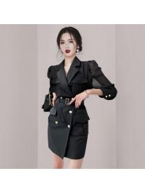 Korea style Elegant Suit collar OL Dress for women