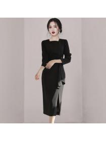 Korea style Autumn new Fashion Split dress for women