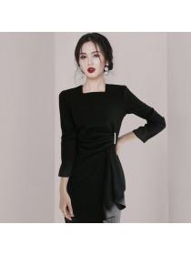 Korea style Autumn new Fashion Split dress for women