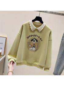 Korea style Polo collar Loose Sweatershirt for women