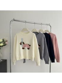 Korea style Polo collar Loose Chic Pullovers