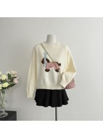 Korea style Polo collar Loose Chic Pullovers