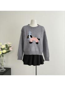 Korea style Polo collar Loose Chic Pullovers