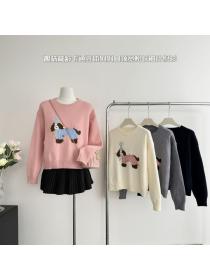 Korea style Polo collar Loose Chic Pullovers