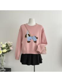 Korea style Polo collar Loose Chic Pullovers