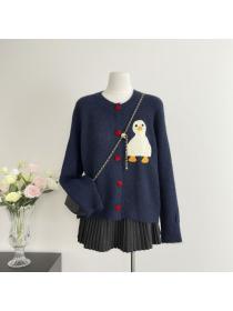 Korea style Round collar Knitting Cardigans