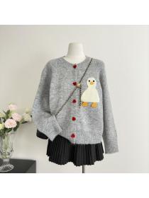 Korea style Round collar Knitting Cardigans