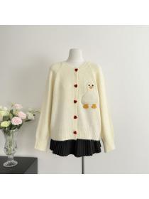 Korea style Round collar Knitting Cardigans