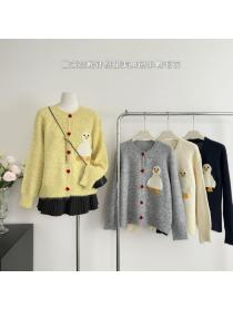 Korea style Round collar Knitting Cardigans