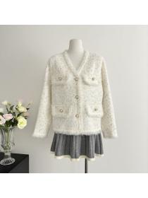 Korea style Round collar Knitting Tassel Cardigans