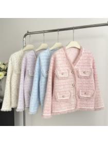 Korea style Round collar Knitting Tassel Cardigans