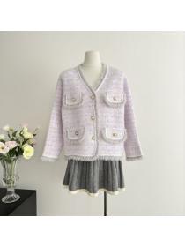 Korea style Round collar Knitting Tassel Cardigans