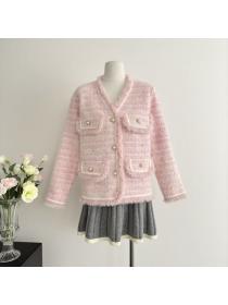 Korea style Round collar Knitting Tassel Cardigans